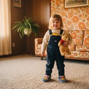 Vintage Disney Winnie The Pooh slippers corduroy grip bottom 100% Cotton 18/24 M